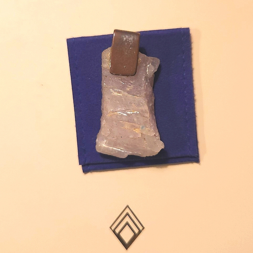 Rectangular Rose Quartz Pendant With Silver Clasp